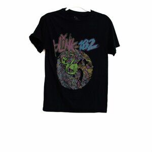 Blink-182 Mens Black Cotton T Shirt Graphic Crew Neck Pullover Short Sleeve S